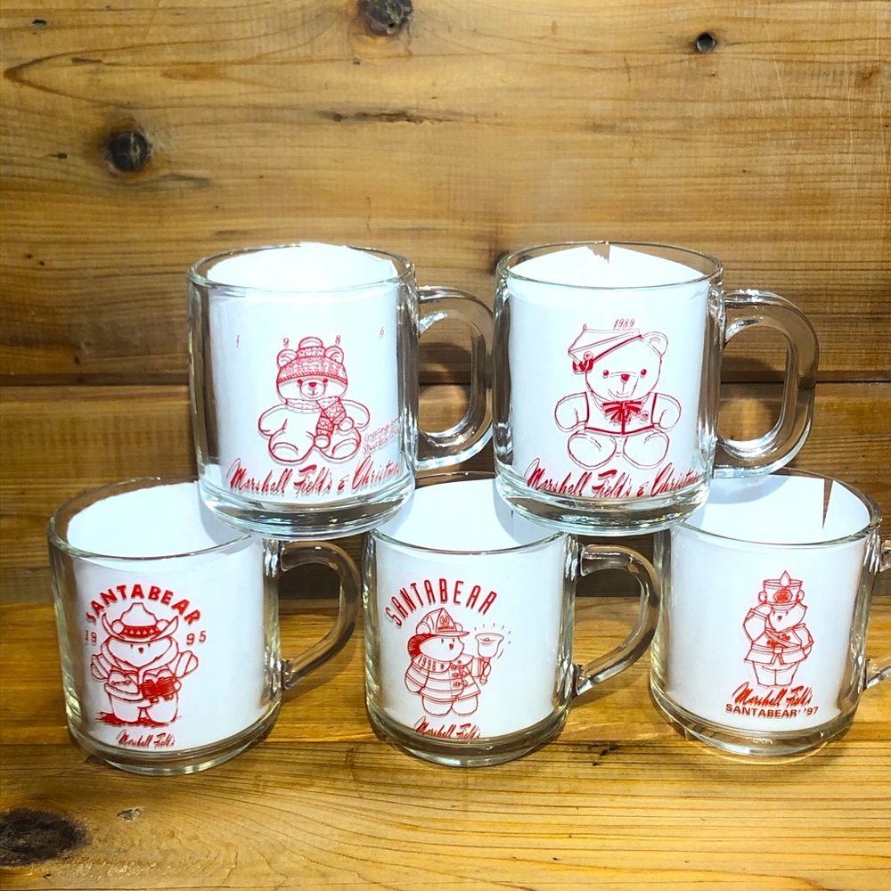 Marshall Fields Vintage Santabear Glasses
